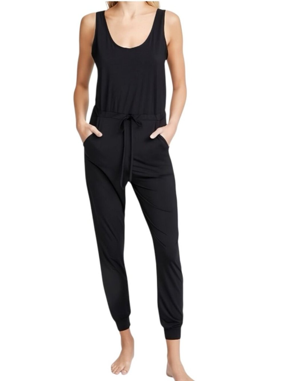 Talula Black Sleeveless Jogger Jumpsuit Drawstring Waist XS